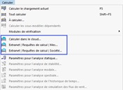 Menu « Calculer » pour les calculs dans le Cloud