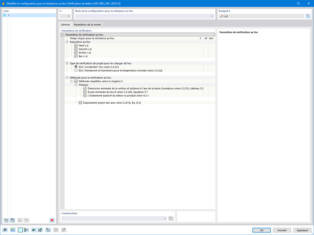 Fonctionnalité 002691 | Vérification simplifiée de la résistance au feu pour les poteaux selon 5.3.2 et pour les poutres selon 5.6, EN 1992-1-2