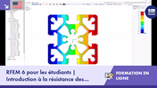 Un groupe d’étudiants participe à une formation en ligne sur les fondamentaux de la résistance des matériaux, à l’aide du logiciel RFEM 6, dispensée par un formateur sur une plateforme numérique.