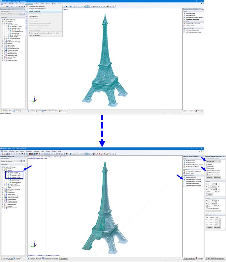 Affichage des maillages de calcul et d’origine