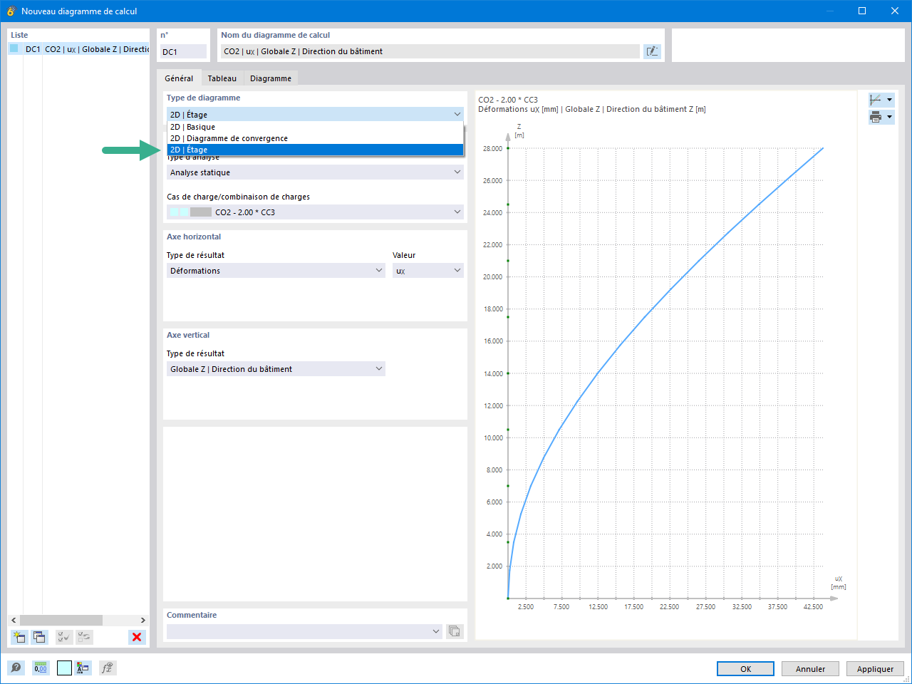 Fonctionnalité 002692 | Type de diagramme de calcul « 2D | Étage »