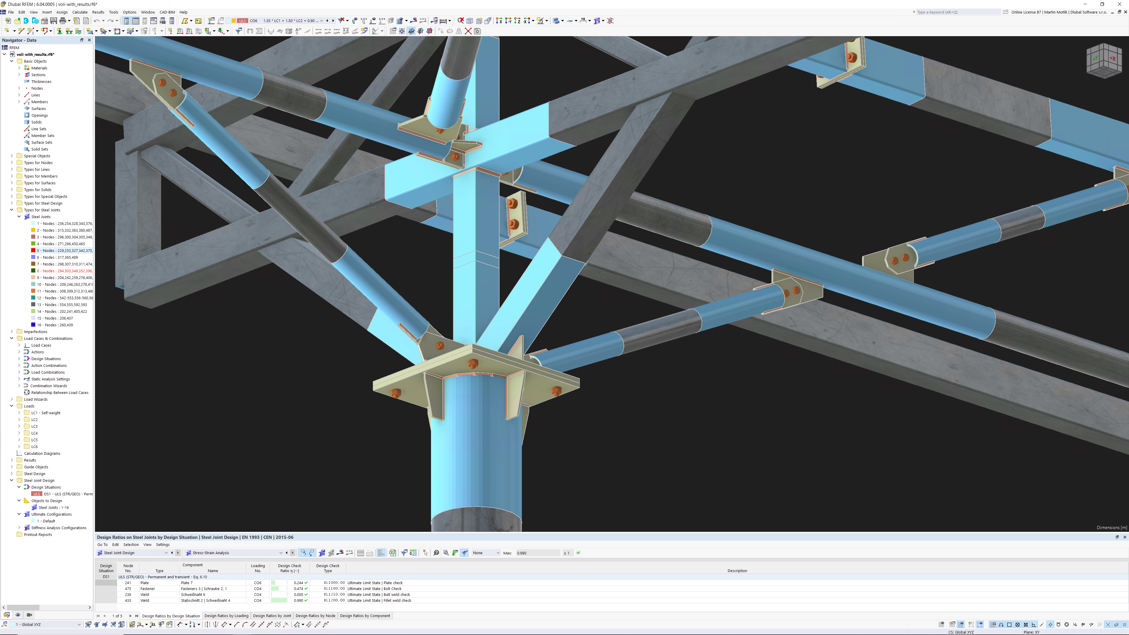 Structure acier avec plusieurs types d'assemblage