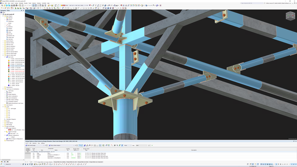 Structure acier avec plusieurs types d'assemblage
