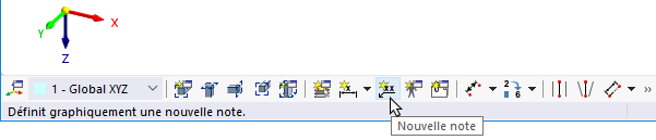 Bouton pour les notes dans la barre d’outils de CAO