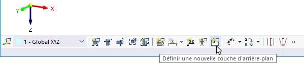 Bouton pour les couches d’arrière-plan dans la barre d’outils CAO