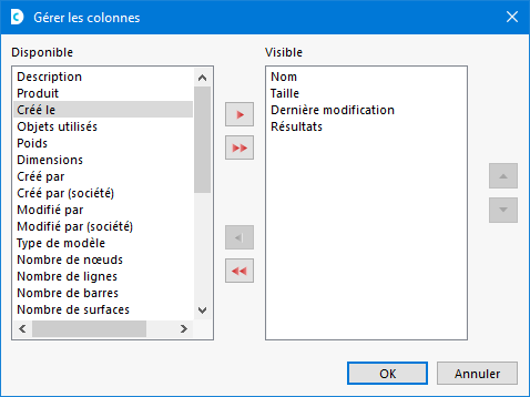 Ajustement des colonnes pour l’affichage de liste