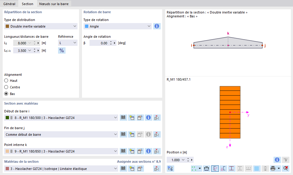 Définir une poutre à double inertie variable asymétrique