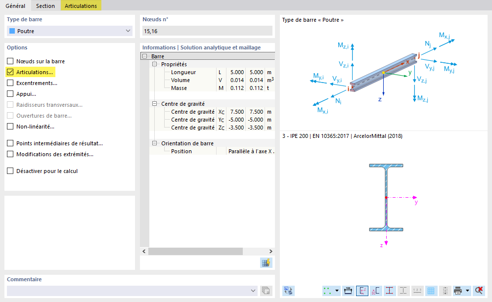 Définir le type et les options de barre