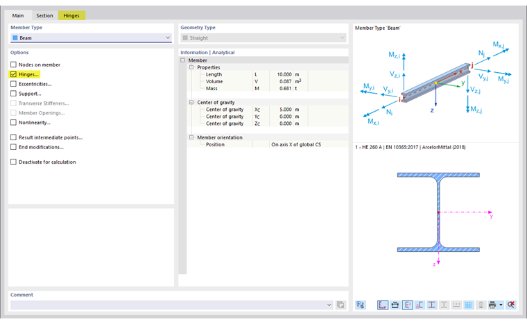 Définition du type de barre et des options