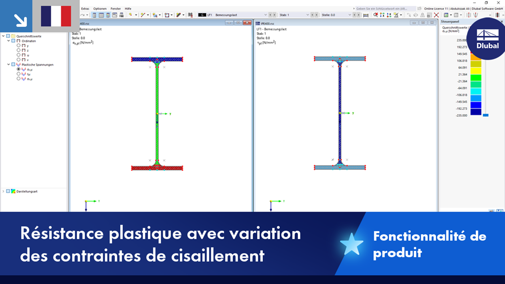 Visualisation de la résistance plastique en tenant compte des contraintes de cisaillement