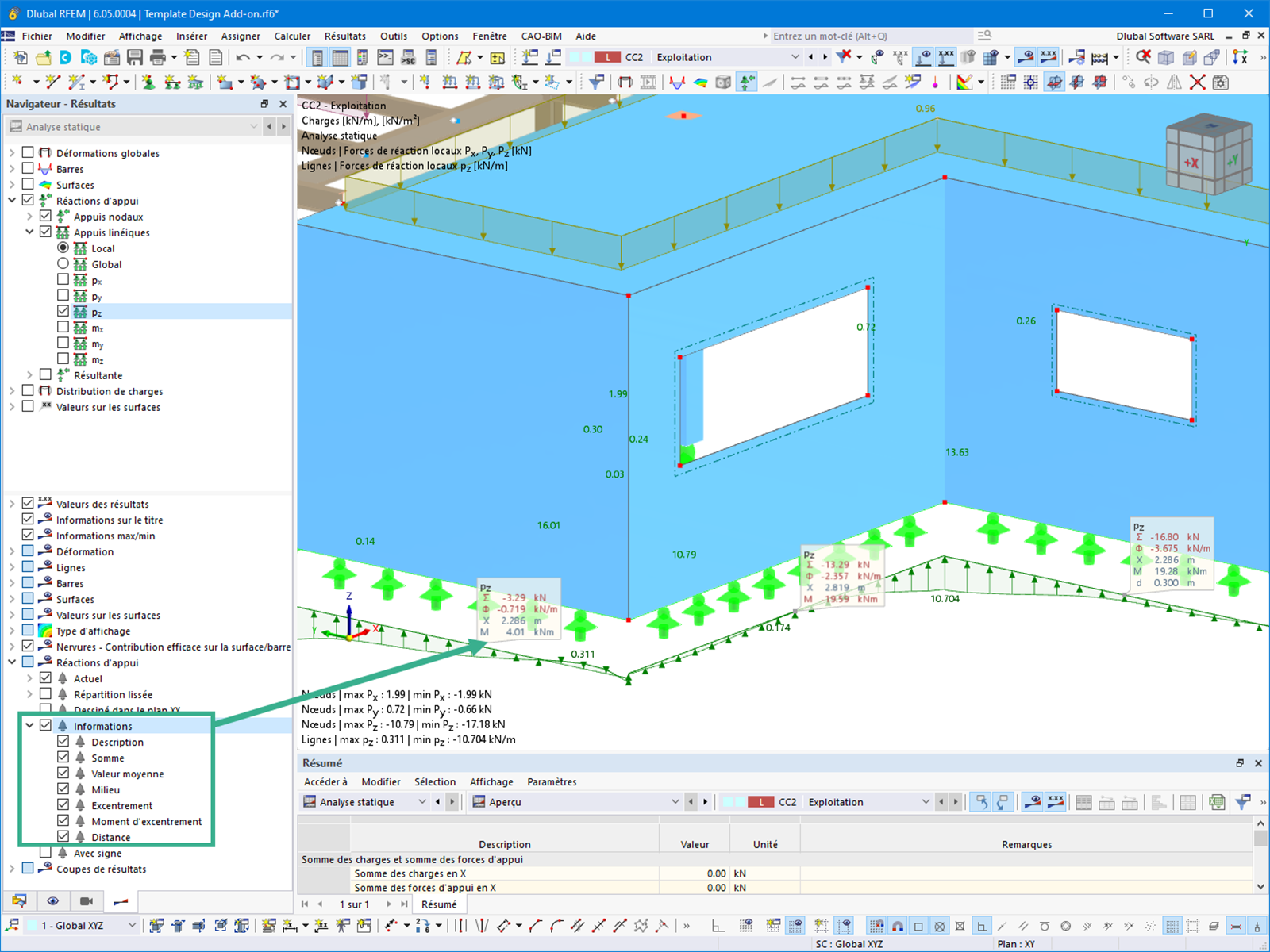 Fonctionnalité 002739 | Bulles d'information pour les appuis linéiques