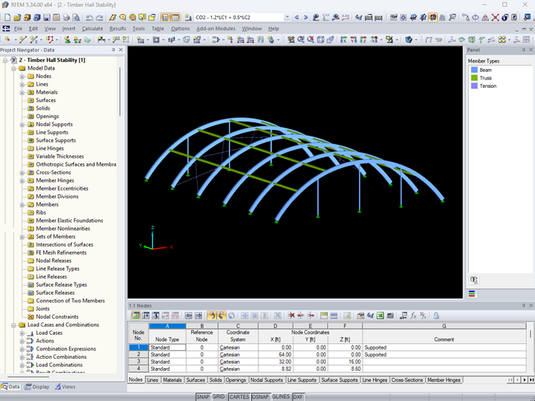 Analyse de stabilité d'une halle en bois