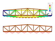Structure de pont sous l’analyse de charge de poids propre à l’ELS, avec un accent sur la vérification du bois.