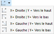 Bouton de liste avec options pour l’axe et l’alignement dans des applications de bâtiment