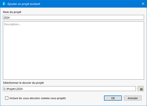 Lier le dossier comme projet