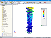 Modèle RFEM avec les déformations globales dans ELS (© SAQQERA Engineering)