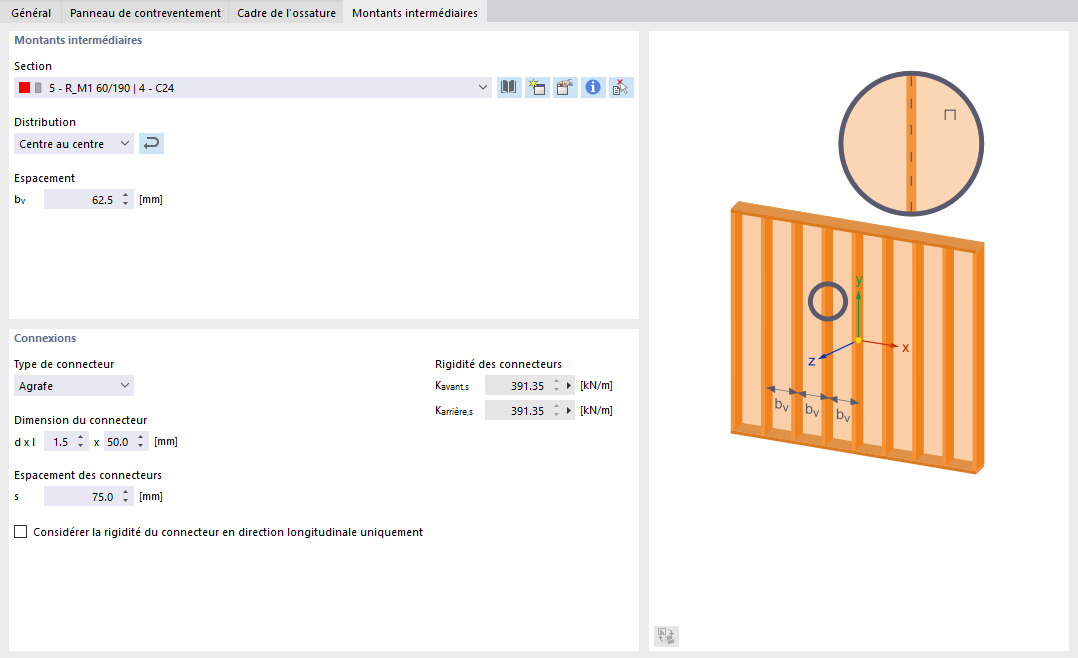 Définition des montants intermédiaires et des connexions
