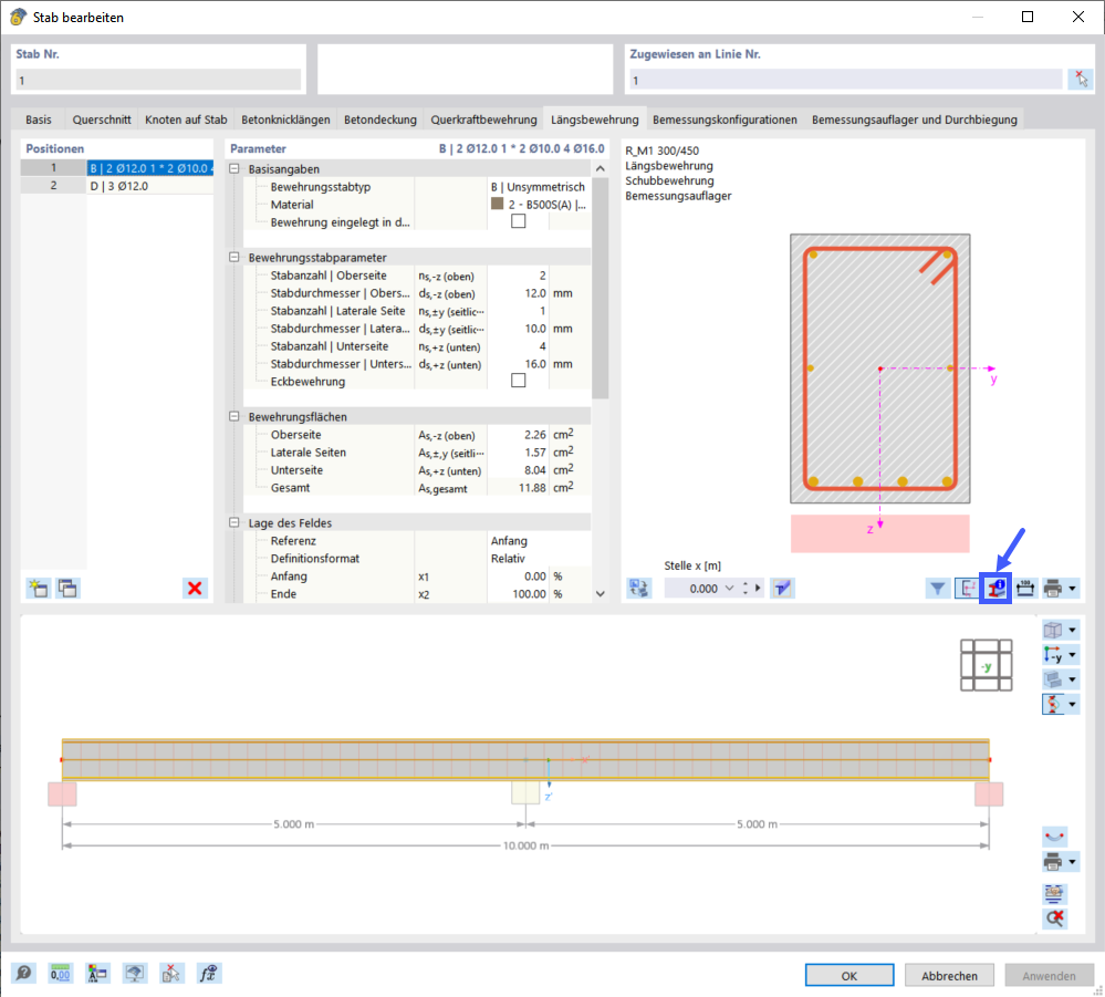 Bouton « Informations sur la section »