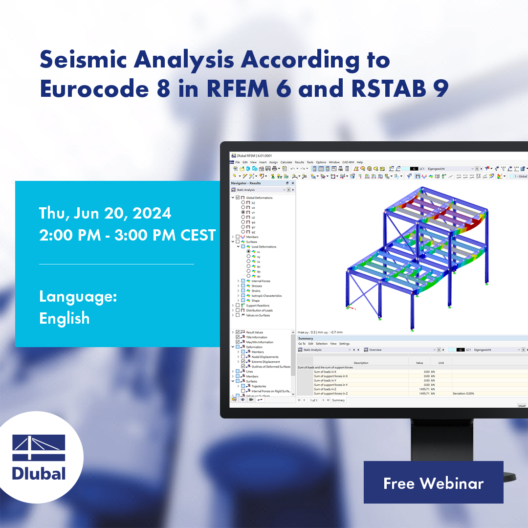 Analyse sismique selon l'Eurocode 8 dans RFEM 6 et RSTAB 9