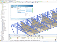 Modèle RFEM de la toiture à membrane de la tribune de l’Université technique de Xuzhou, Chine