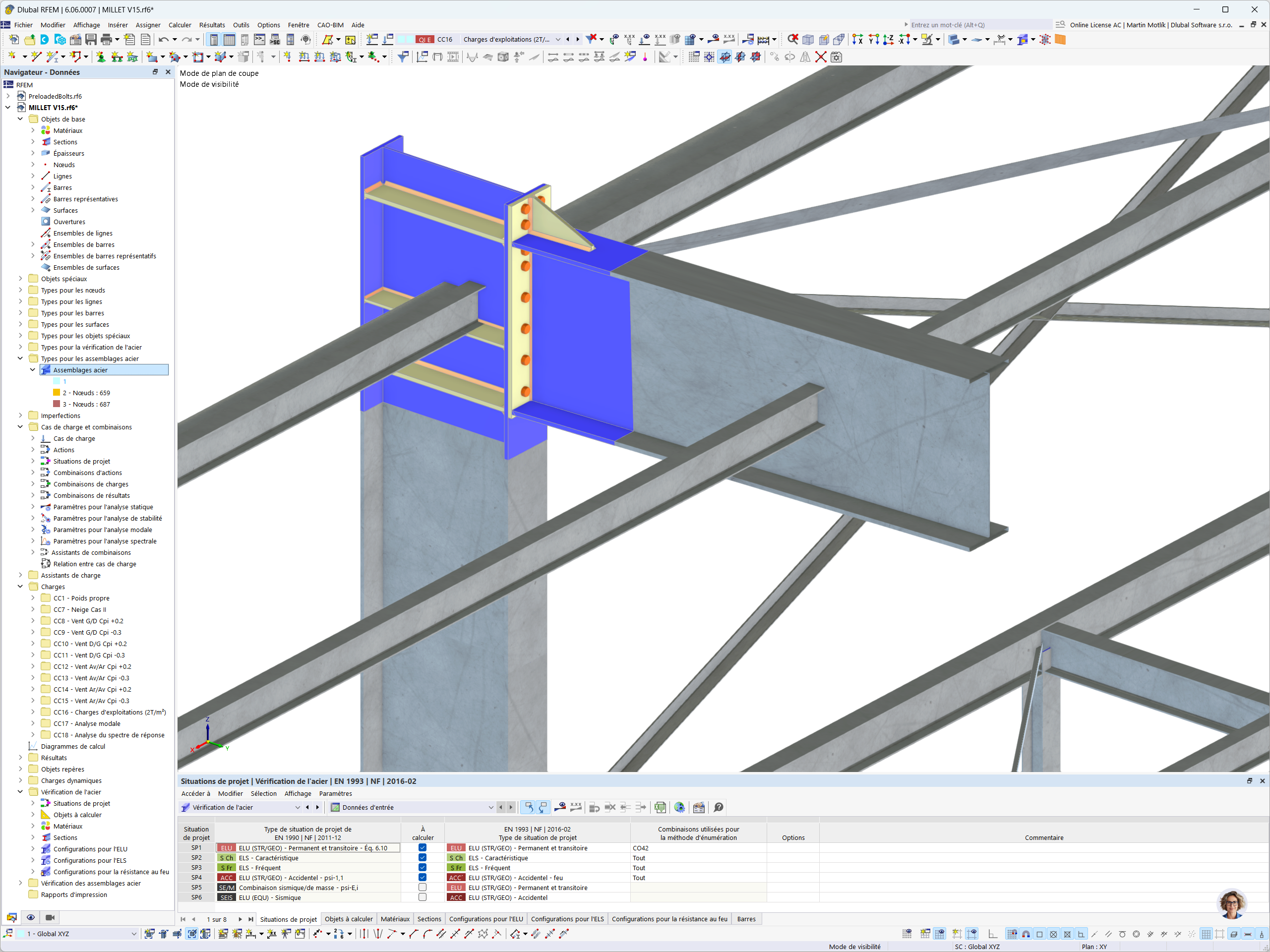 Assemblage poutre-poteau en acier dans le modèle d'extension d'un entrepôt industriel