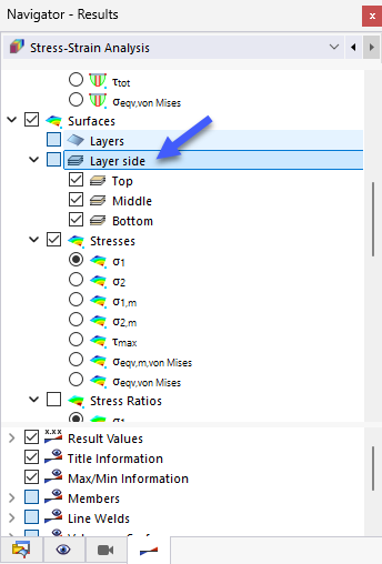 Sélection de la surface stratifiée dans le navigateur
