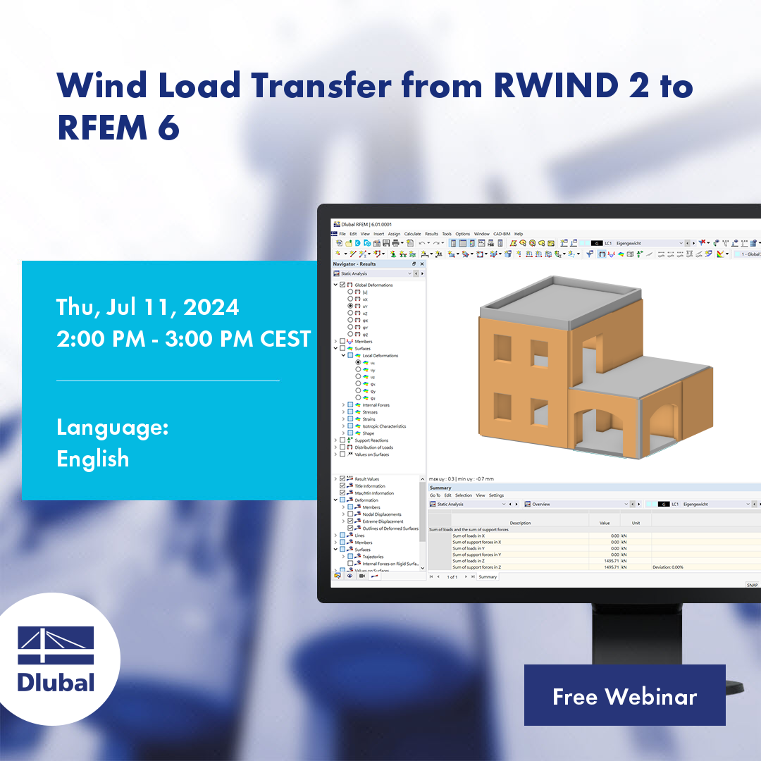 Transfert de charges de vent de RWIND 2 à RFEM 6