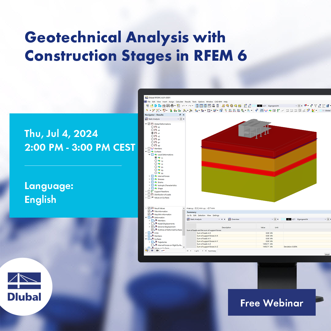 Analyse géotechnique avec phases de construction dans RFEM 6