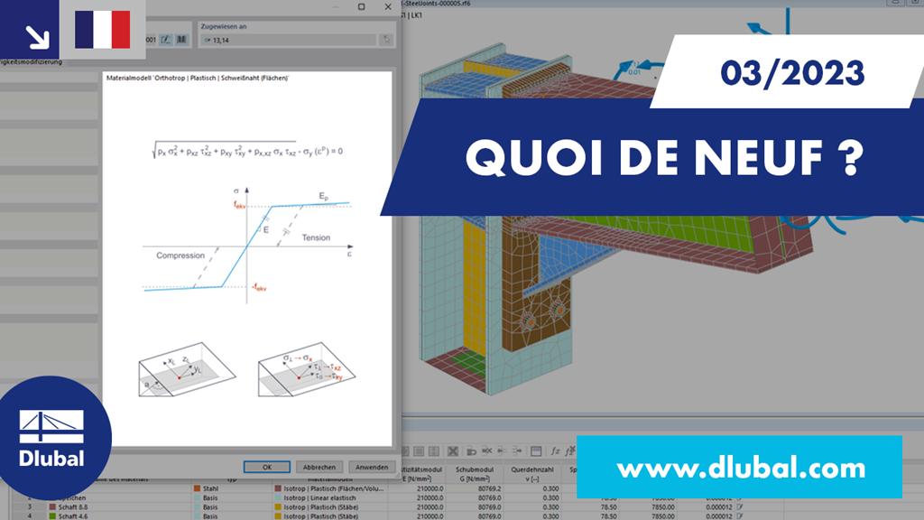 Nouvelles fonctionnalités dans RFEM 6 et RSTAB 9 (Mars 2023)
