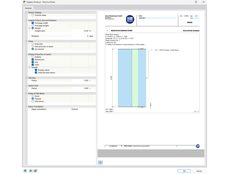 Impression du rapport de calcul des flux de contraintes