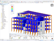 Modèle RFEM du bâtiment du laboratoire avec les déformations | © Lignaconsult