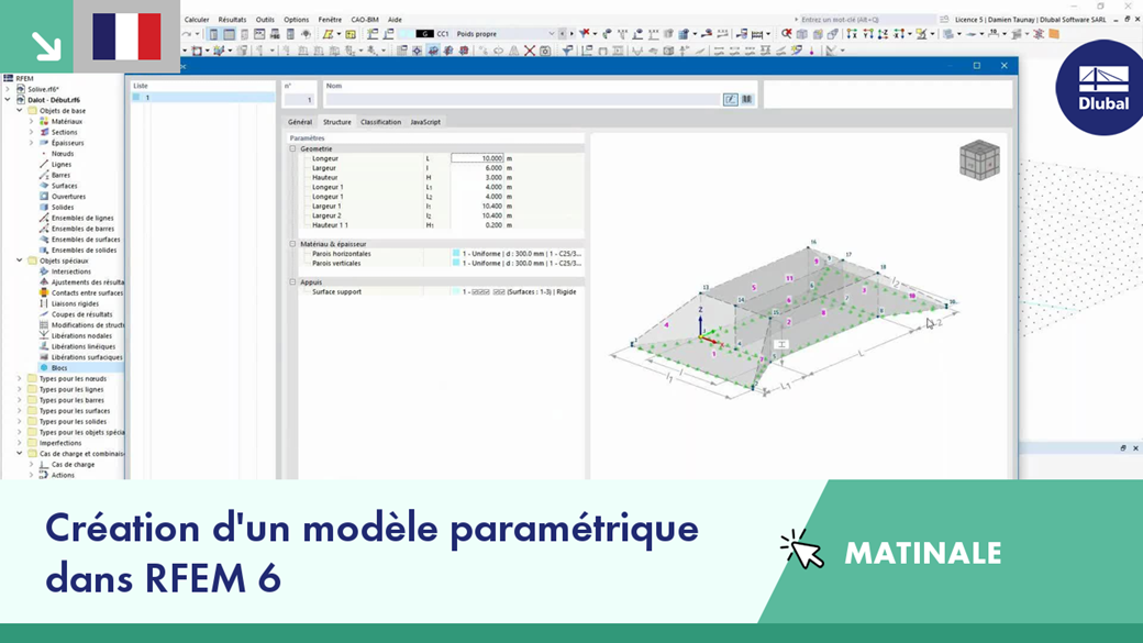 Modélisation paramétrique avancée utilisant RFEM 6 pour l'ingénierie structurelle.