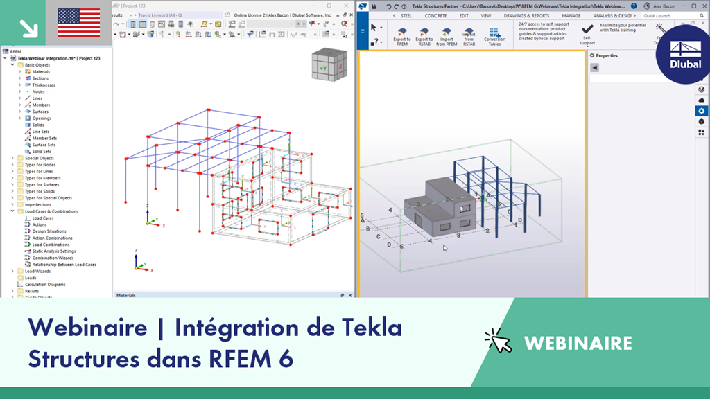 Intégration de Tekla Structures avec le logiciel RFEM 6 dans une présentation détaillée de webinaire