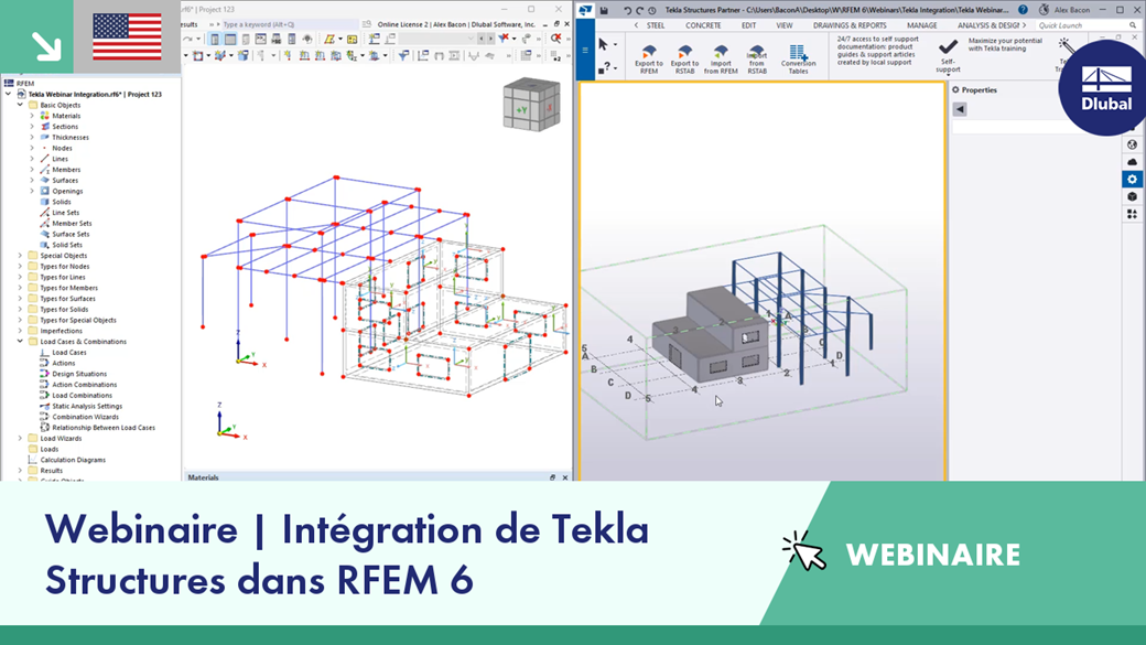 Intégration de Tekla Structures avec le logiciel RFEM 6 dans une présentation détaillée de webinaire