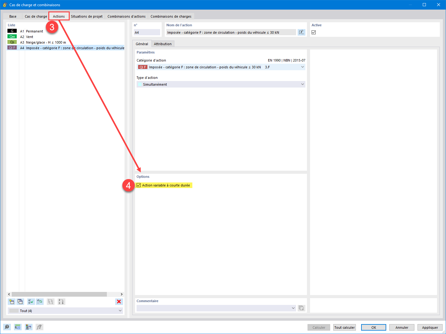 FAQ 005561 | Comment considérer les charges de neige et vent avec des actions à courte durée selon la NBN EN 1990 ?