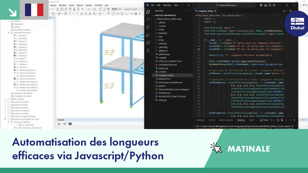 Présentation de l'automatisation des longueurs efficaces avec Javascript et Python dans RFEM 6.