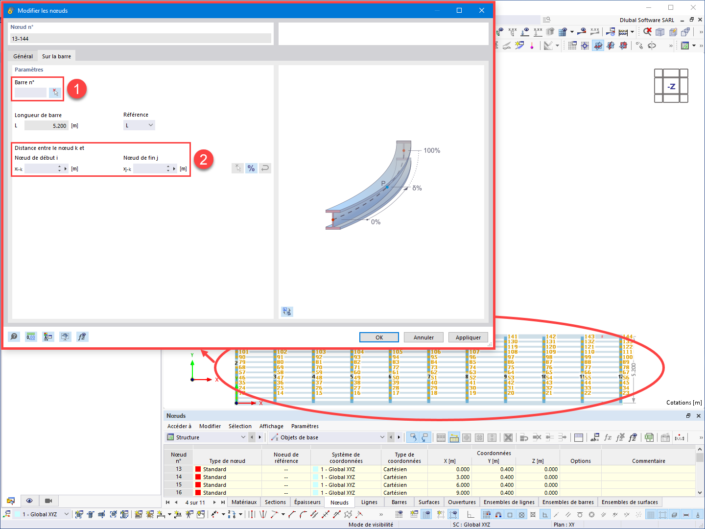 FAQ 005571 | Est-il possible de définir un ou plusieurs noeuds sur une ou plusieurs barres automatiquement ?