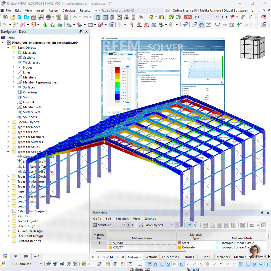 Vérification statique d’un hangar et analyse avec le logiciel RFEM présentée dans une mémoire de fin d’études.