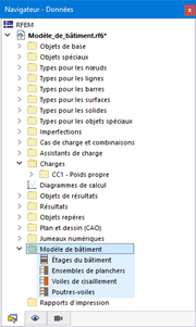 Catégorie « Modèle de bâtiment » dans le Navigateur - Données