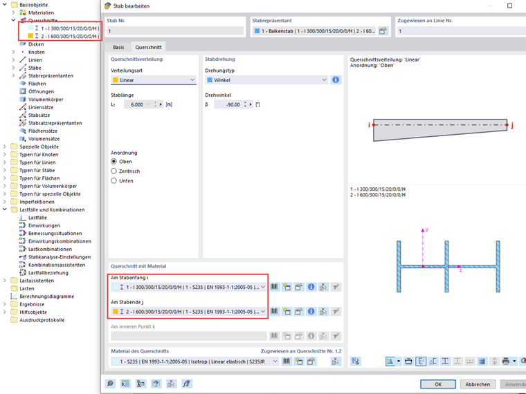 Barre à inertie variable dans RFEM 6