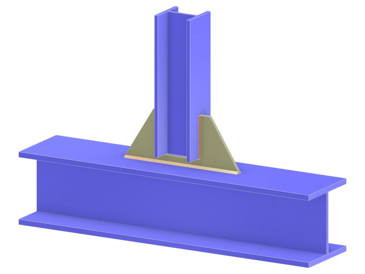 Modèle 005203 | Assemblage en T de treillis | Assemblage vertical sur membrure par gousset