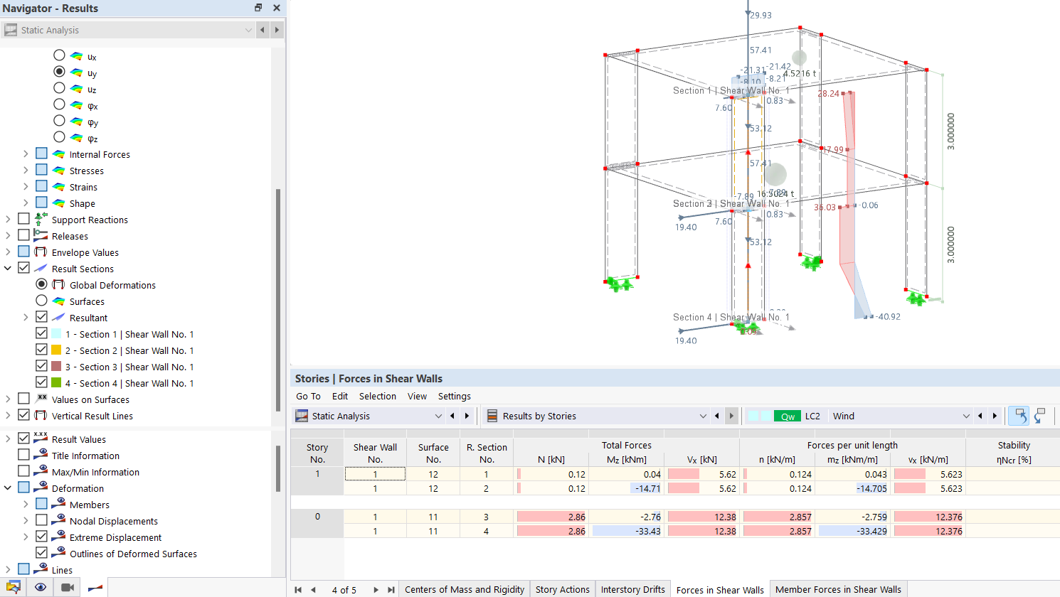 Analyse des efforts dans les voiles avec le module complémentaire Modèle de bâtiment de Dlubal Software