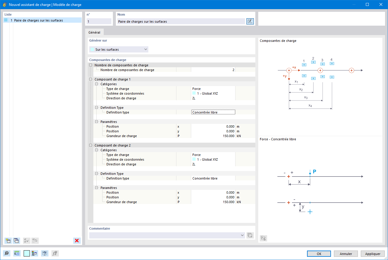 Boîte de dialogue « Nouvel assistant de charge | Modèle de charge »
