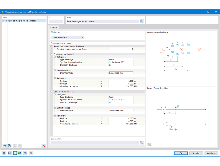 Boîte de dialogue « Nouvel assistant de charge | Modèle de charge »