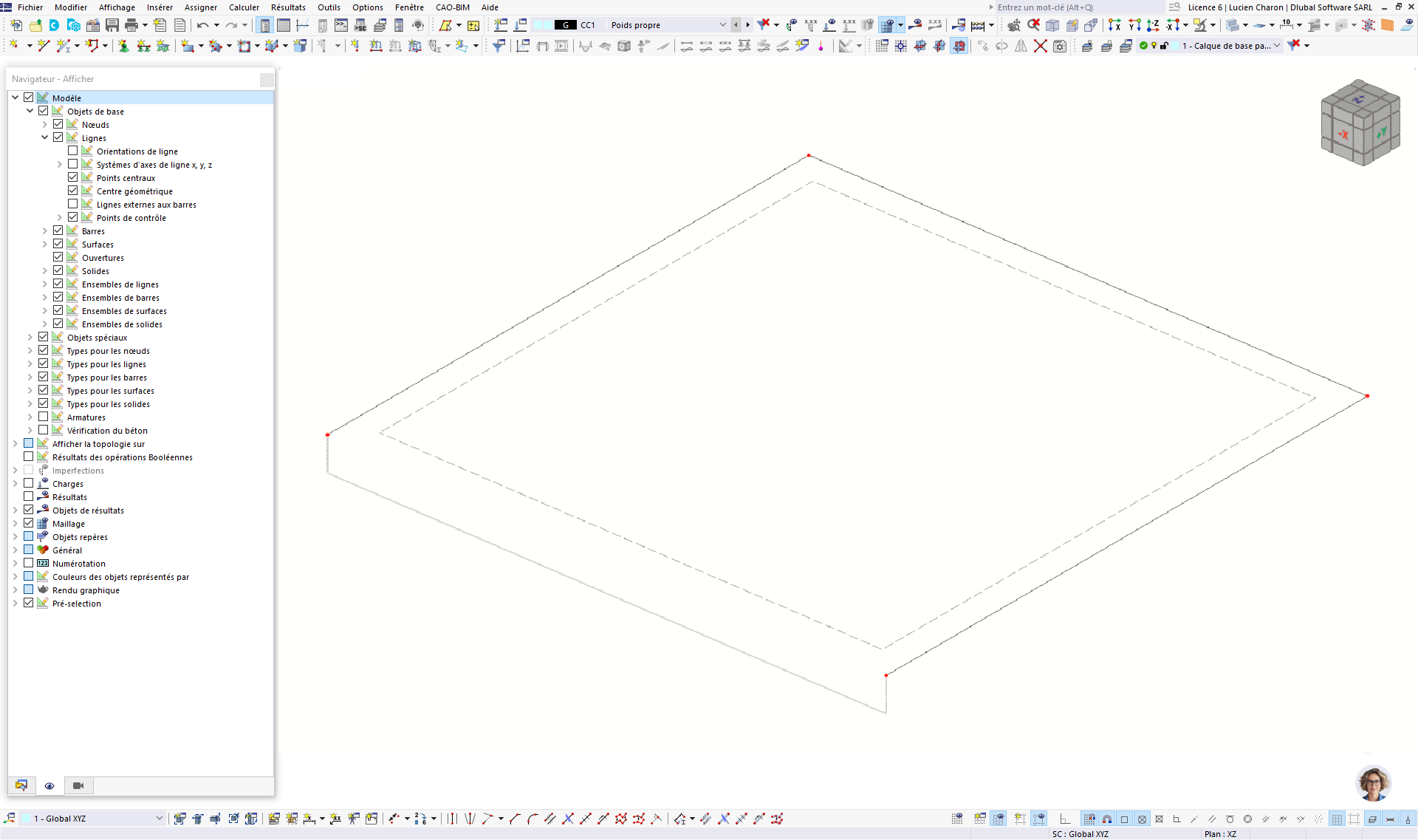 FAQ 005623 | J’ai créé un modèle dans lequel la dalle de plancher est entourée de nervures. Si j’assigne une barre de type nervure à la ligne de contour de la surface et l’aligne au bord ...