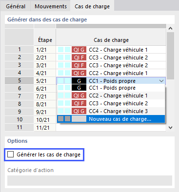 Assigner manuellement des pas de charge