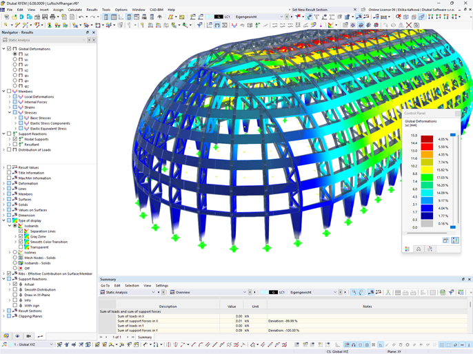 Déformation des hangars à dirigeables dans RFEM