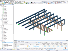 Le modèle RFEM 6 montre les extensions structurelles de la Vilstalhalle à Vilsbiburg.