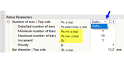 Détermination automatique du nombre de barres dans la disposition des armatures | Vue technique des résultats