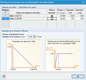 Boîte de dialogue pour ajuster les paramètres de rigissement en traction